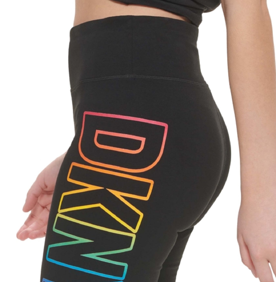 DKNY Women's Pride Logo High Waist Bike Shorts Black Size Small
