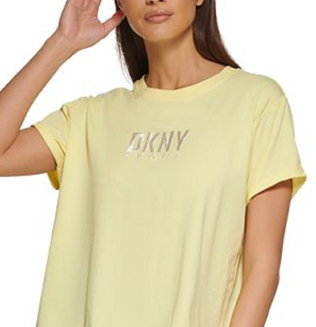 DKNY महिला कॉटन कढ़ाईदार लोगो टी पीला एक्स-लार्ज साइज