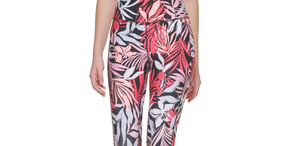 DKNY Women's Printed High Waist 7/8 Leggings Pink Size Large