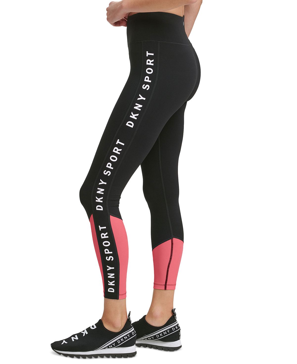 DKNY Women's High Waist Colorblocked 7/8 Leggings Pink Size X-Large