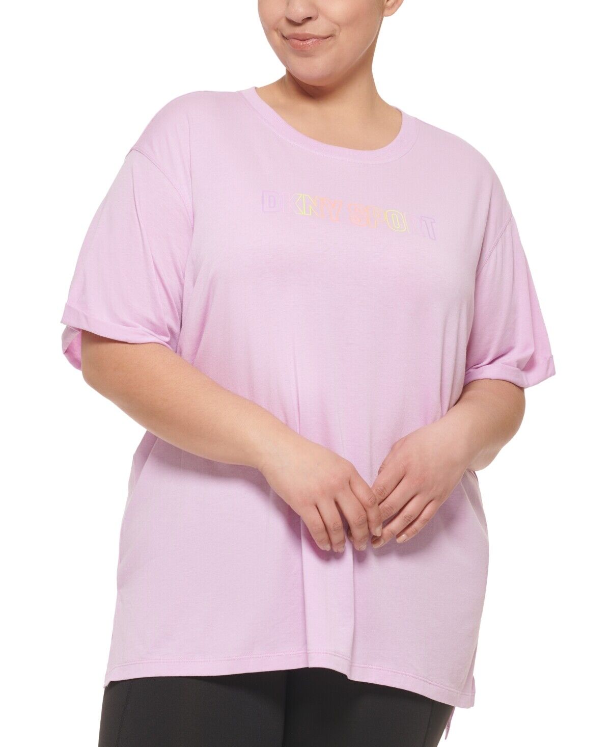 DKNY Women's Ombre Logo Tee Lilac Size Large