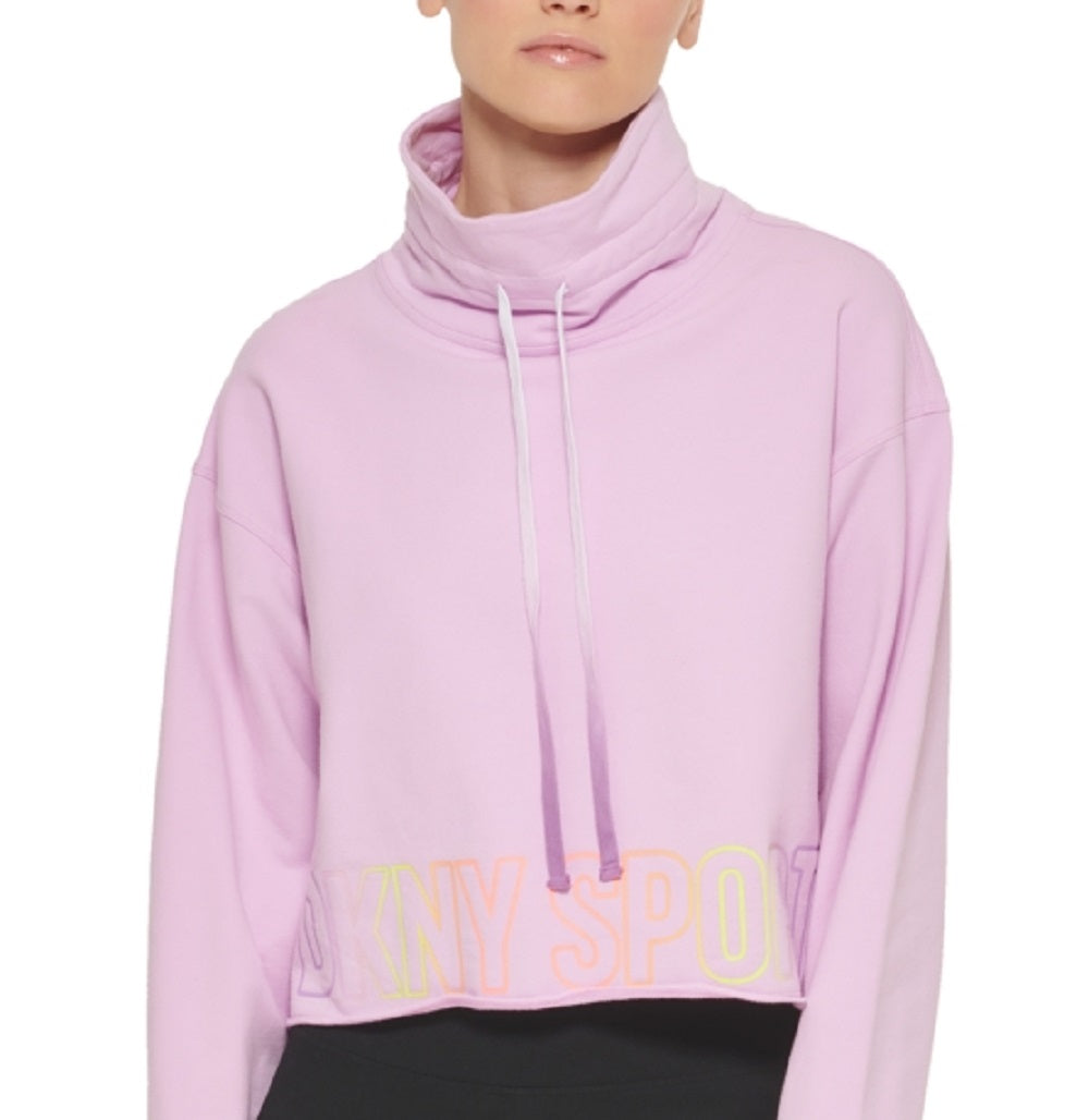 DKNY Women's Ombre Logo Funnel Neck Pullover Purple Size Large