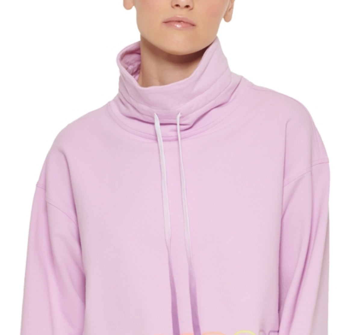 DKNY Women's Ombre Logo Funnel Neck Pullover Purple Size Medium