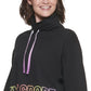 DKNY Women's Sport Ombre Logo Funnel Neck Pullover Black Size Medium