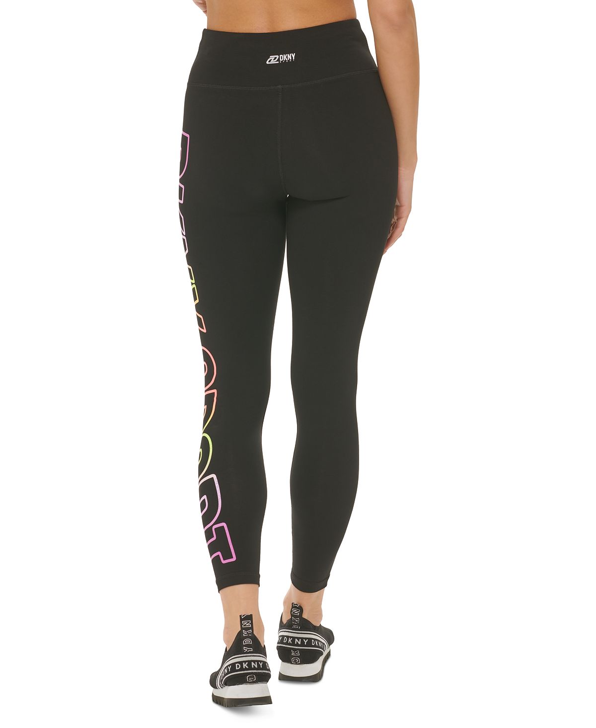 DKNY Women's Exploded Ombre Logo 7/8 Leggings Black Size Medium