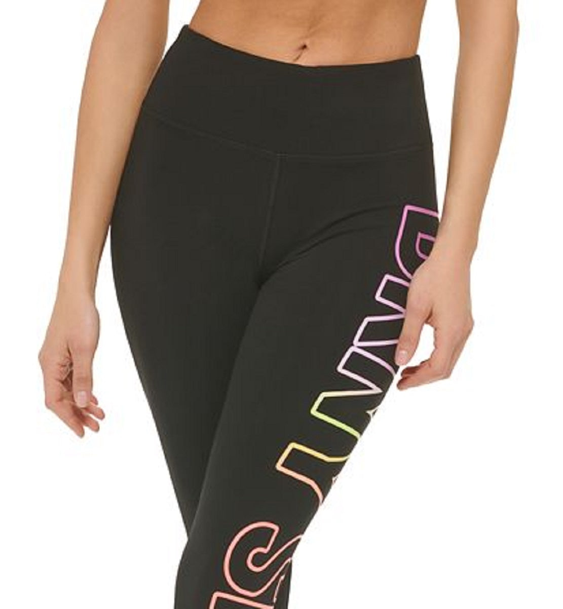 DKNY Women's Exploded Ombre Logo 7/8 Leggings Black Size Medium