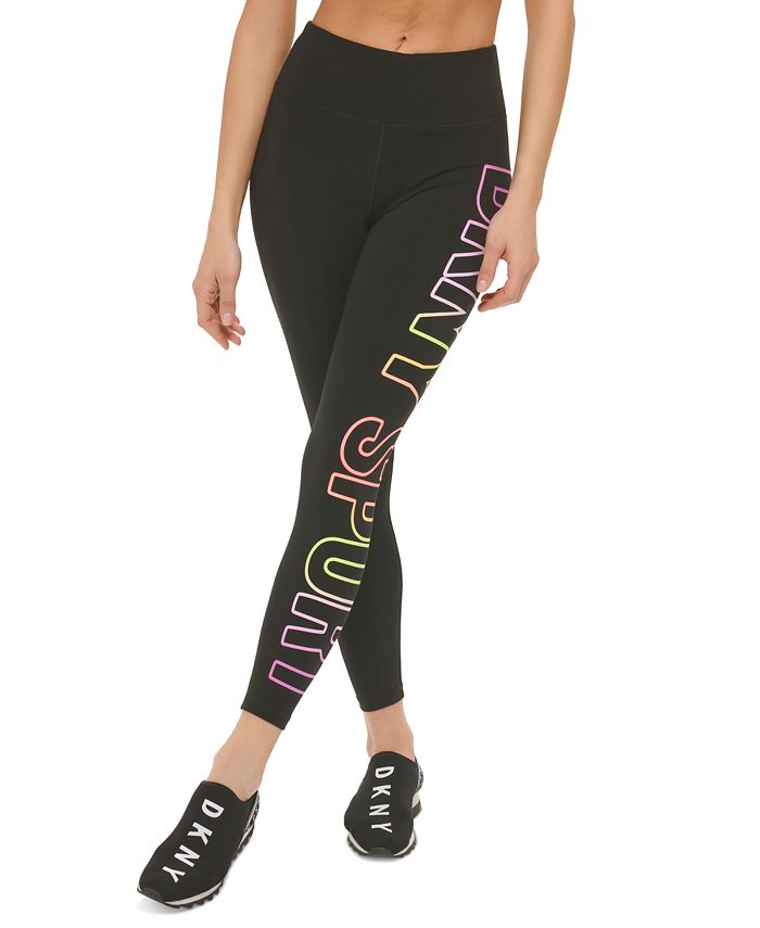DKNY Women's Exploded Ombre Logo 7/8 Leggings Black Size Small