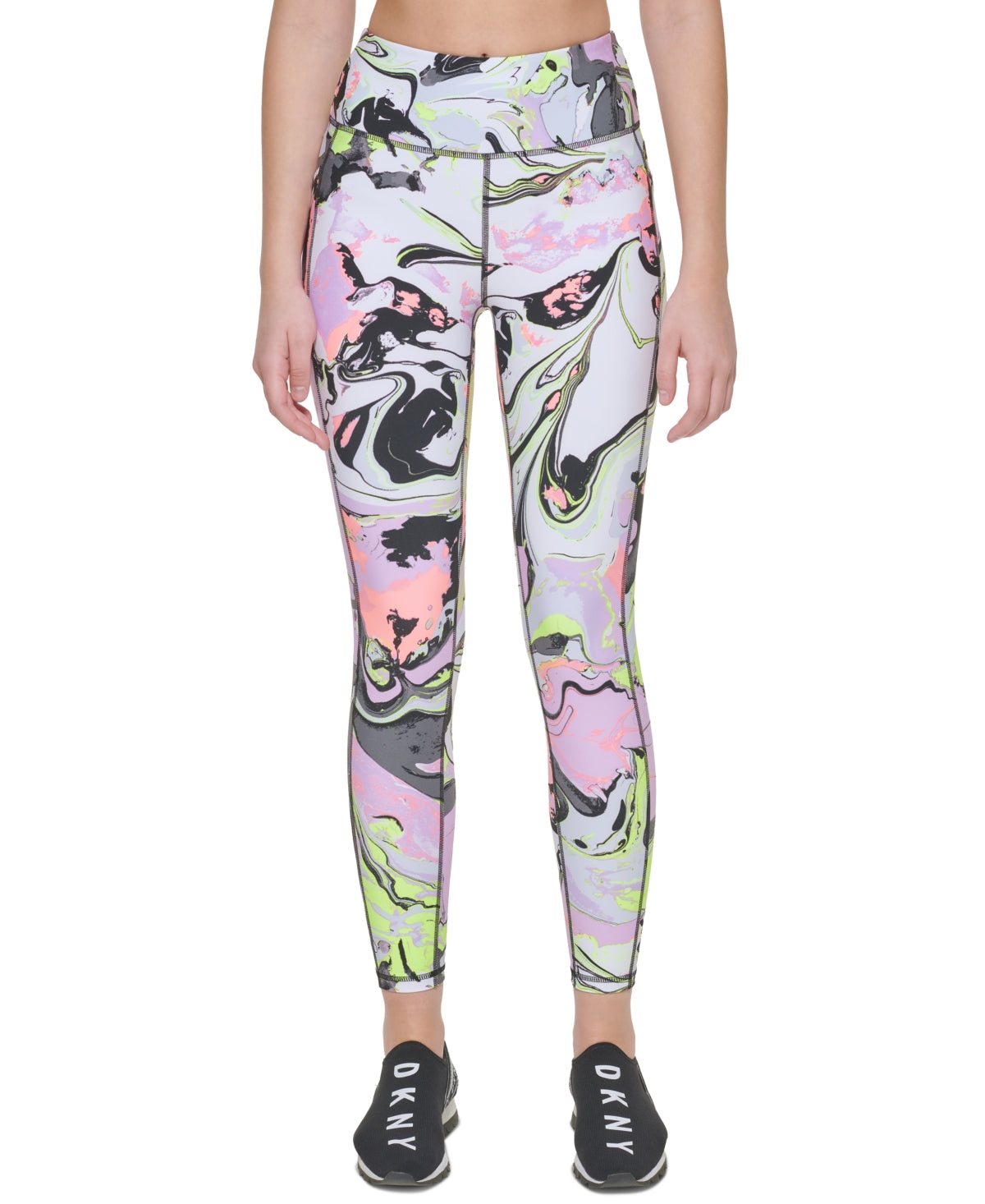 DKNY Women's Printed High Waist 7/8 Leggings Pink Size X-Large