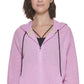 DKNY Women's Sprint Mesh Relaxed Full Zip Hoodie Purple Size Medium