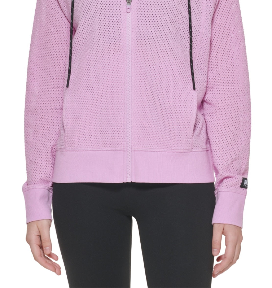 DKNY Women's Sprint Mesh Relaxed Full Zip Hoodie Purple Size Medium