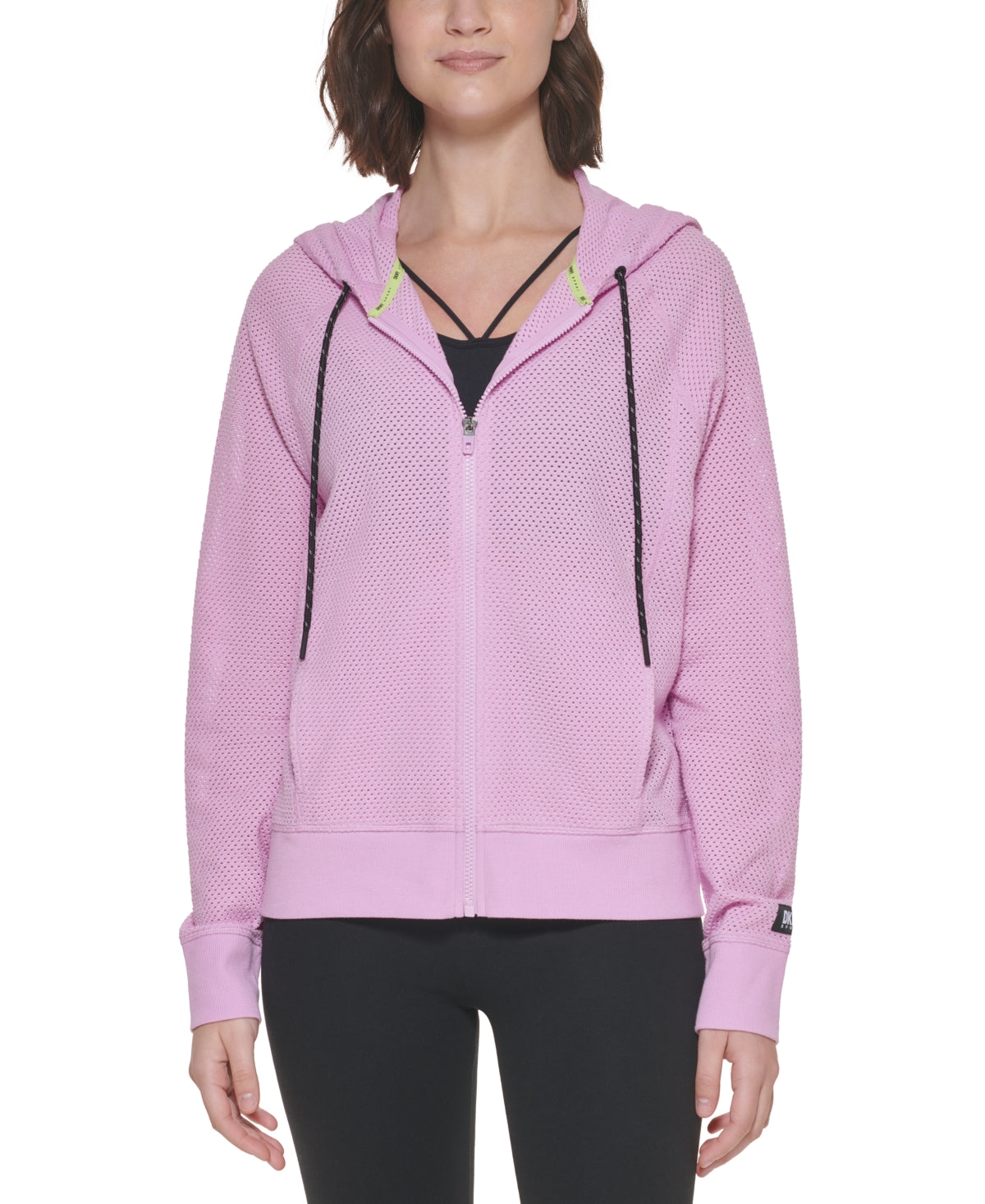 DKNY Women's Sprint Mesh Relaxed Full Zip Hoodie Purple Size Medium