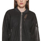 DKNY Women's Striped Mesh Bomber Jacket Black Size X-Large