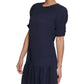 DKNY Women's Ruched Sleeve Trapeze Dress Blue Size 16
