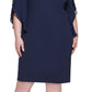 DKNY Women's Chiffon Sleeve Combo Sheath Dress Blue Size 18W