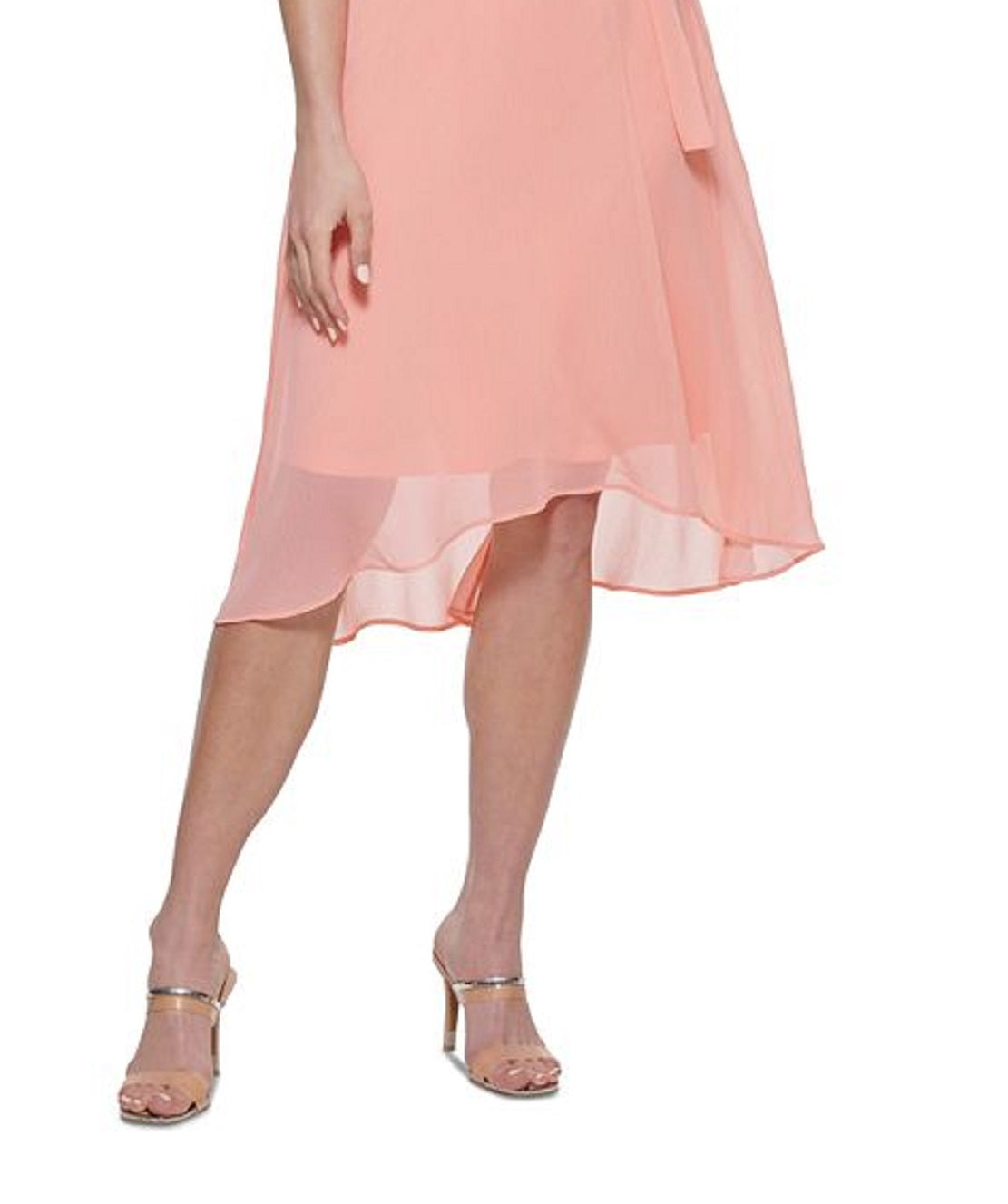 DKNY Women's Double Ruffle Collar Dress Pink Size 4