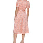 DKNY Women's Printed Satin Faux Wrap Midi Dress Pink Size 2