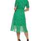 DKNY Women's Ruched Sleeve Faux Wrap Dress Green Size 14