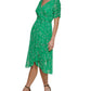DKNY Women's Ruched Sleeve Faux Wrap Dress Green Size 14