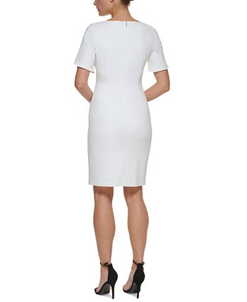 DKNY Women's Ruched Sheath Dress White Size 8