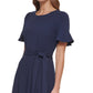 DKNY Women's Belted Midi Dress Blue Size 4