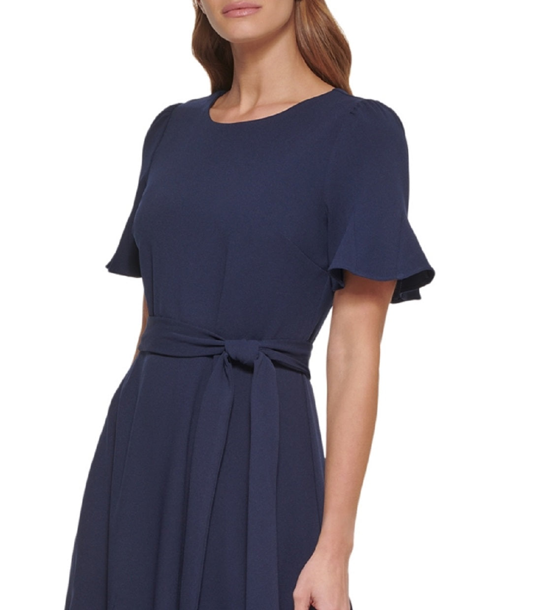 DKNY Women's Belted Midi Dress Blue Size 4