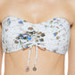 DKNY Women's Printed Bandeau Tie Front Bikini Top Swimsuit Blue