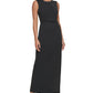 DKNY Women's Stretch Beaded Zippered Back Slit Lined Sleeveless Round Neck Full Length Formal Gown Dress Black Size 4