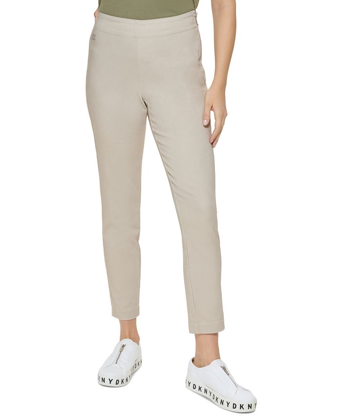DKNY Women's Twill Side Zip Ankle Pants Brown Size 4