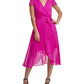 DKNY Women's Flutter Faux Wrap Chiffon Dress Purple Size 6 Petite