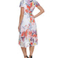 DKNY Women's Printed Faux Wrap Dress White Size 14