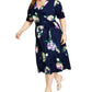 DKNY Women's Printed Faux Wrap Dress Blue Size 22W