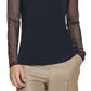 DKNY Women's Mesh Sleeve Keyhole Top Black Size X-Small