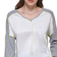 DKNY Women's Mixed Media V Neck Top Gray Size X-Large