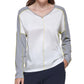 DKNY Women's Mixed Media V Neck Top Gray Size X-Large