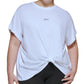 DKNY Women's Knot Front Metallic Logo T Shirt White Size 1X