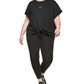 DKNY Women's Knot Front Metallic Logo T-Shirt Black Size 2X