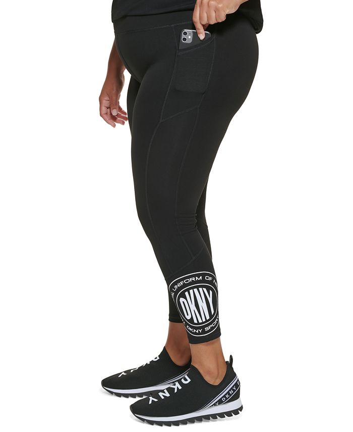 DKNY Women's Medallion Logo 7/8 Leggings Black Size 2X