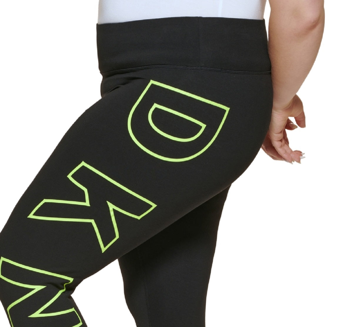 DKNY Women's High Waisted 7/8 Exploded Logo Leggings Black Size 1X