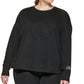 DKNY Women's Embossed Medallion Sweatshirt Black Size 3X