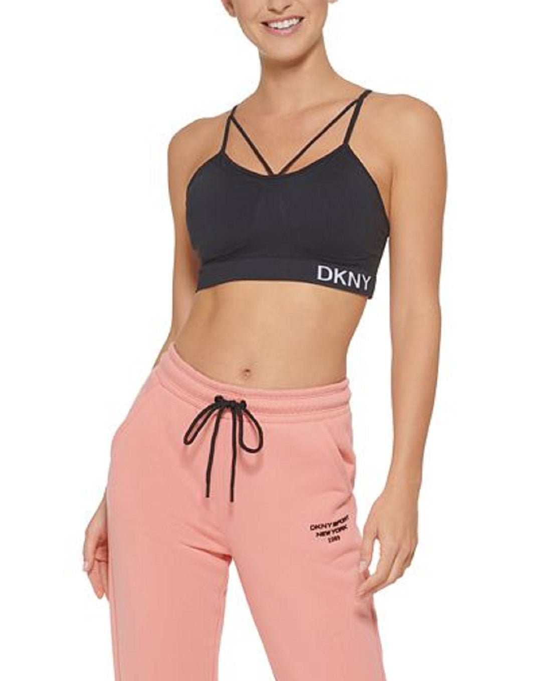 DKNY Women's Sport Cropped Logo Sweatpants Red Size Large