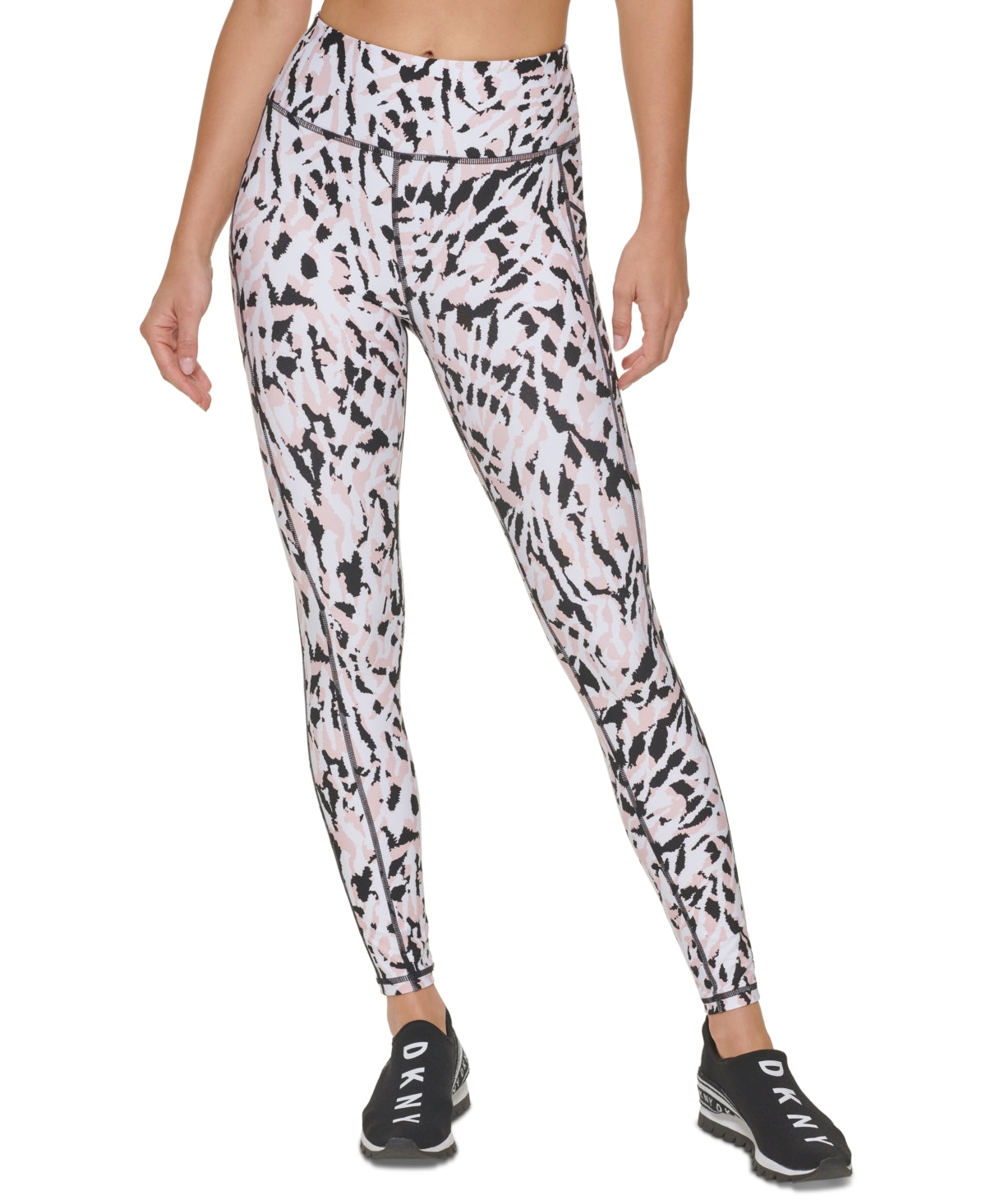 DKNY Women's Etched Zebra Print 7/8 Leggings Pink Size Medium