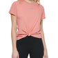 DKNY Women's Cotton Metallic Logo T-Shirt Red Size X-Large