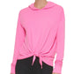 DKNY Women's Yoga Tie Front Hoodie Pink Size Large