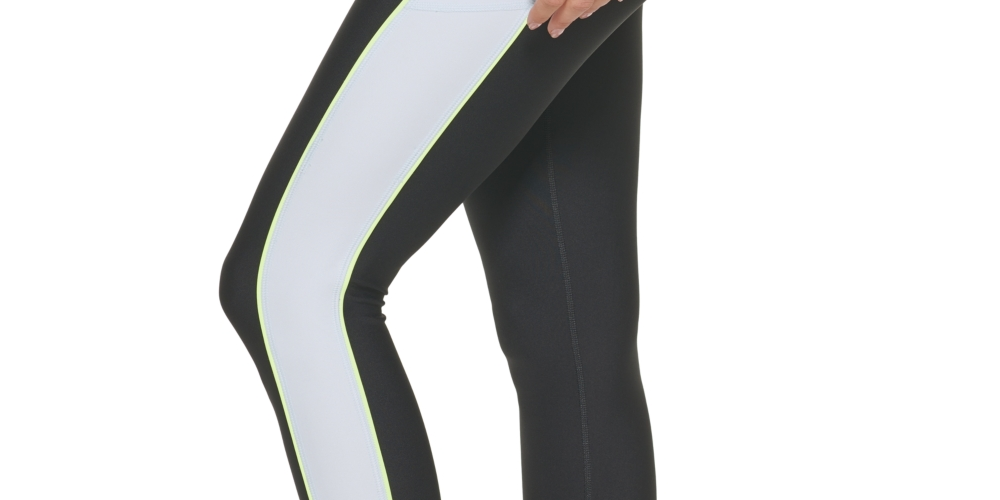 DKNY Women's Colorblocked Zip Front 7/8 Leggings Black Size Small