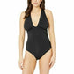 Michael Kors Women's Convertible Ruched One Piece Swimsuit Black Size 14