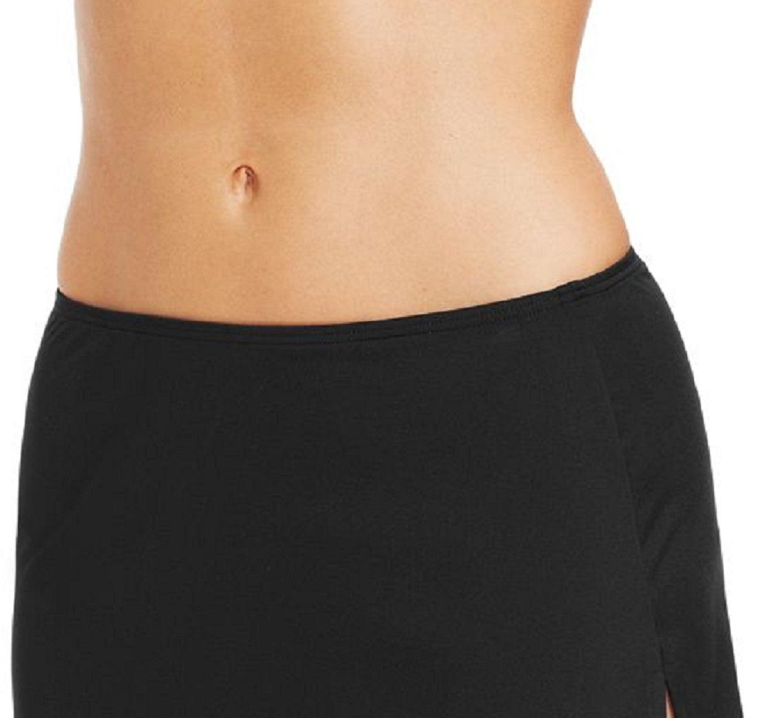 Coco Reef Women's Solid Slit Swim Skirt Swimsuit Black Size Small