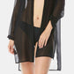 Carmen Marc Valvo Women's Tie Front Shirt Cover Up Swimsuit Black Size Small