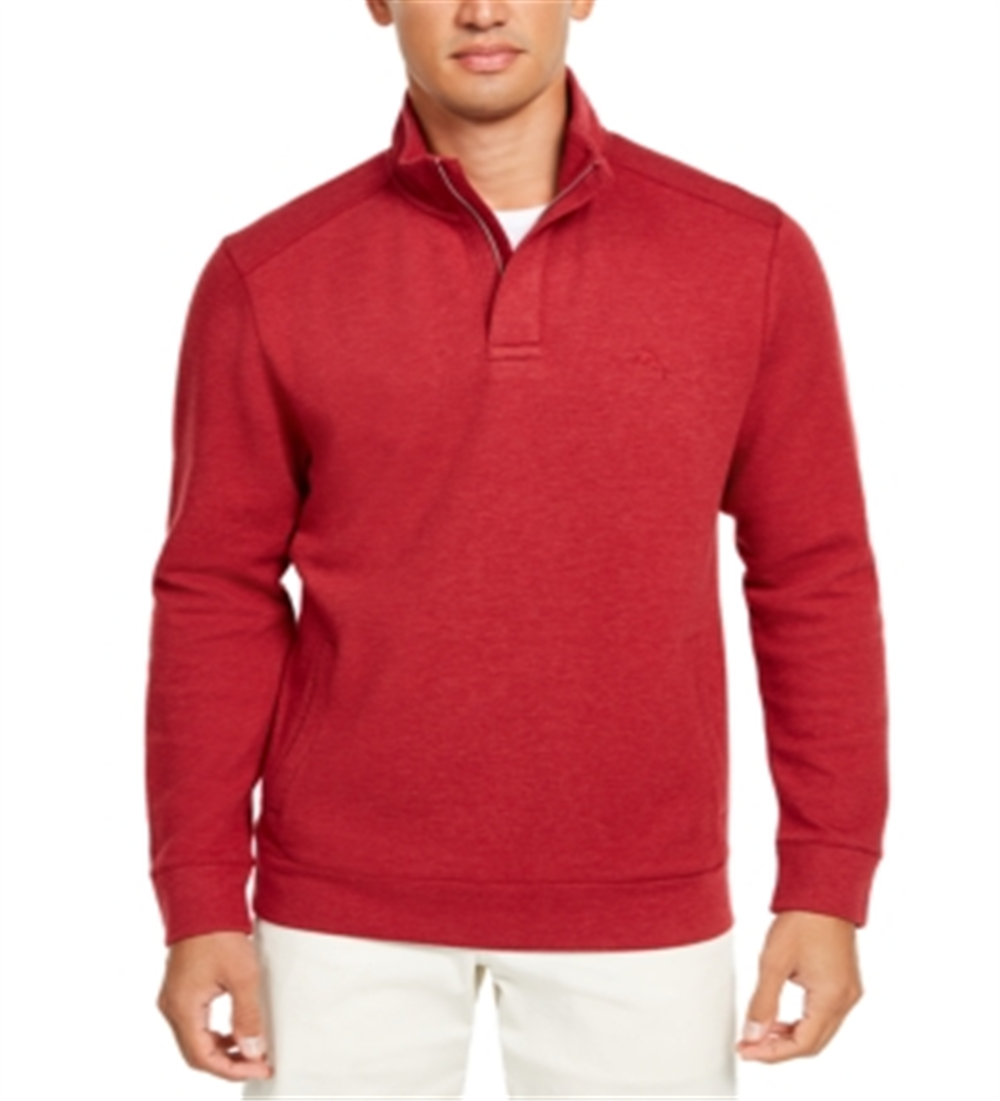 Tommy Bahama Men's Playa Pina Port Quarter Zip Sweatshirt Red Size Small