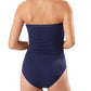 Tommy Bahama Women's  Pearl Shirred Bandeau One-Piece Swimsuit In Mare Navy Size 10
