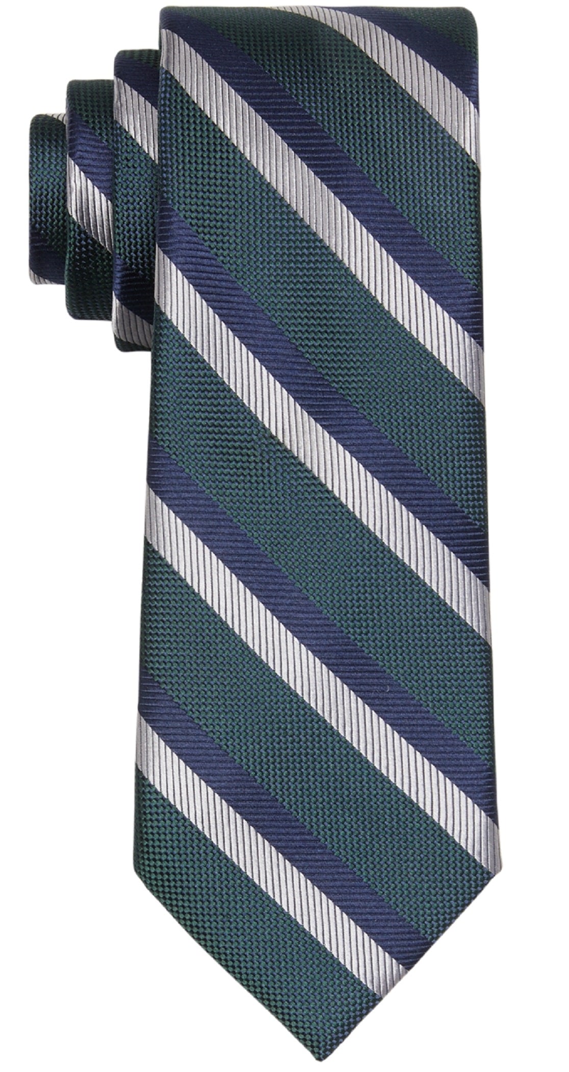 Tommy Hilfiger Men's Diagonally Striped Tie Green Size Regular